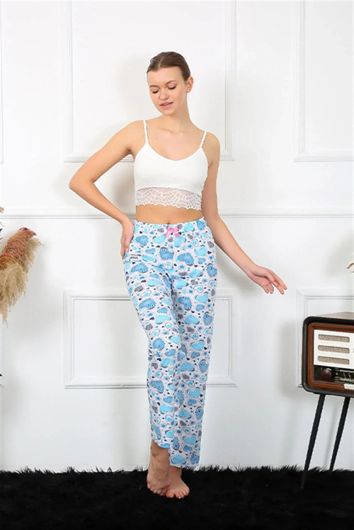 Kadın Pamuklu Alt Pijama Mavi