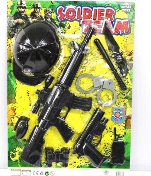 Polis Seti Kasklı Tüfek Tabanca 10 Parça Ekipman