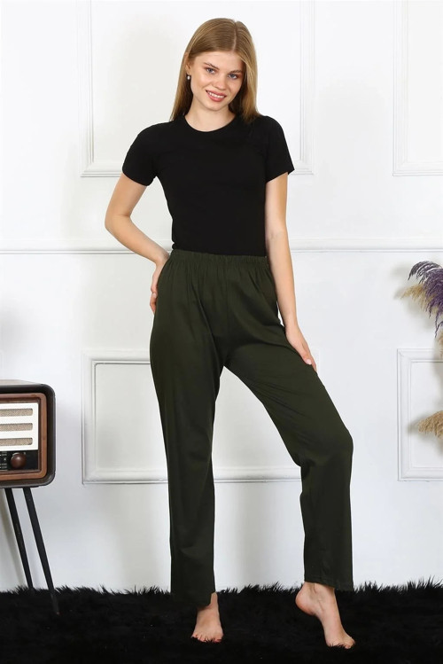 Kadın Pamuklu Tek Alt Pijama Haki