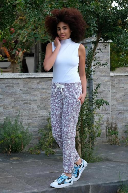 Kadın Welsoft Polar Tek Alt Pijama Mor