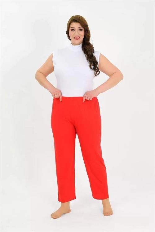 Kadın Pamuklu Büyük Beden Alt Pijama Kırmızı