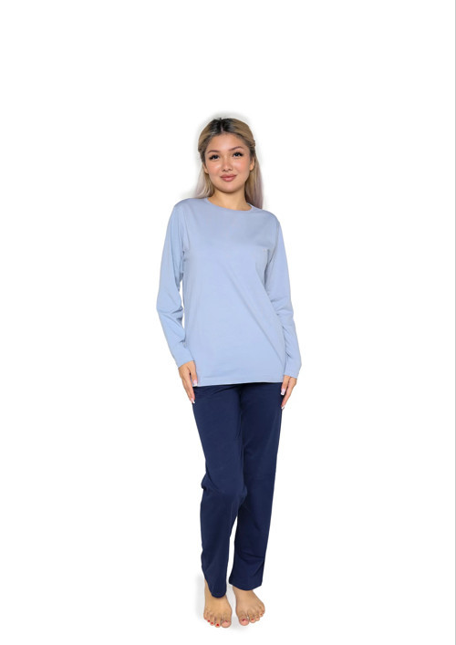 Kadın Uzun Kol Penye Pijama Takımı Lila