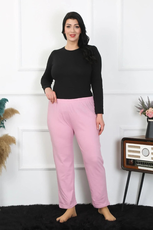 Kadın Büyük Beden Pembe Tek Alt Pijama