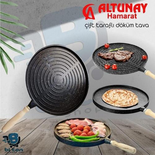 Döküm Granit Bazlama Gözleme(Çift Taraflı İzgara) Tavası 36 Cm 4268