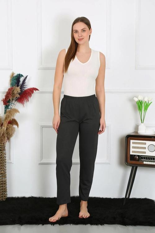 Kadın Pamuk Penye Tek Alt Pijama Füme