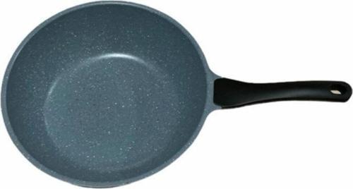 28 Cm Döküm Granit Wok Tava Kahverengi