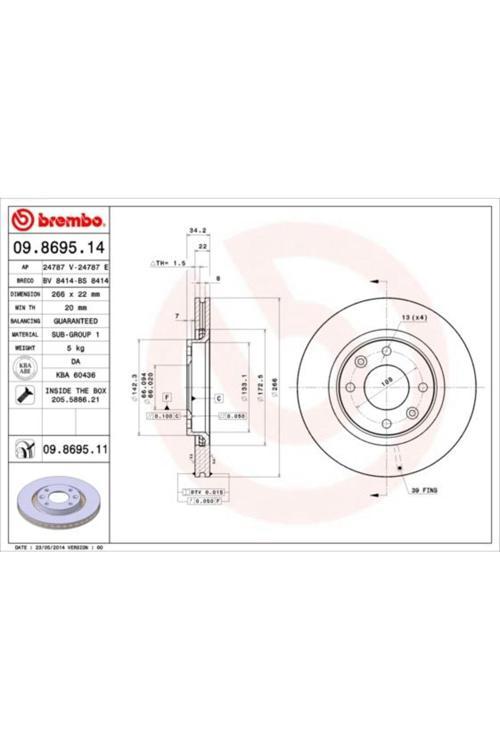 Ön Fren Aynası Corsa F-301-307-206-207-Partner-Berlıngo-C-Elysee-C2-C3 02 >C5-C4 266X22X4Dlxhav