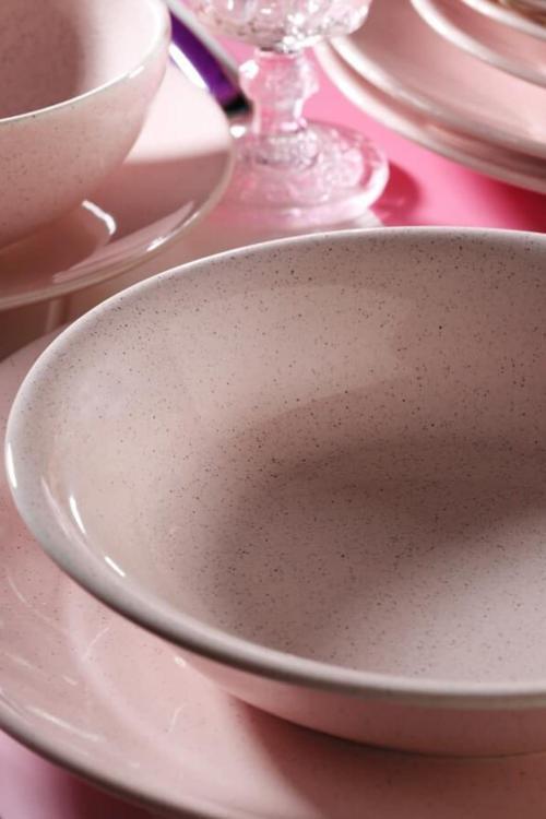 Naturaceram Harlek Granül 24 Parça 6 Kişilik Pembe Yemek Seti
