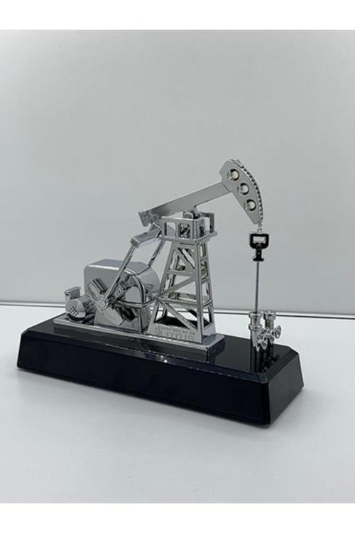 Masa Üstü Plaket Petrol Pompası Hareketli Siyah Abs 26X22X9Cm 2 Adet Kalem Pille Çalışır Maket