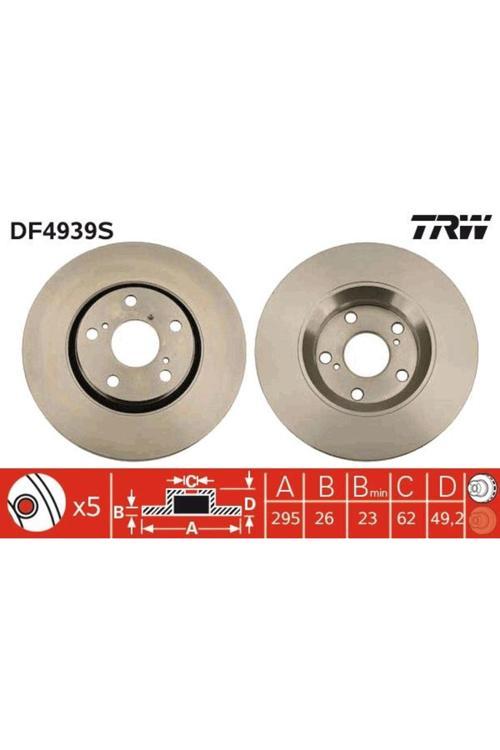 Ön Fren Aynası Aurıs Ze15-Re15 2.0D-4D-2.2D-4D 03/07>Avensıs 09>Verso 09> 295X26X5Dlxhavalı