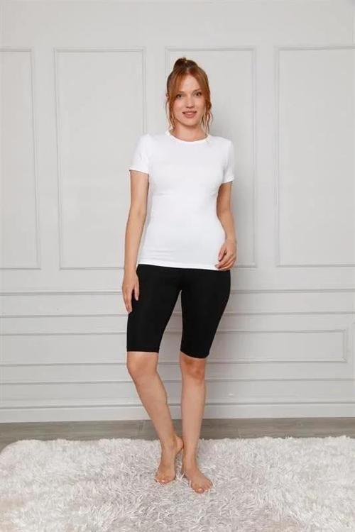 Penye Likralı Diz Üstü Tayt Siyah