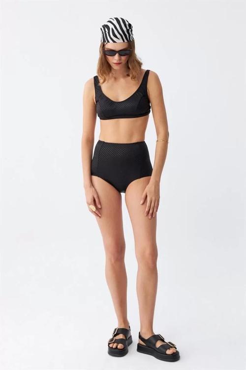 Kadın Basic Siyah Pedli Yüksek Bel Bikini Takımı