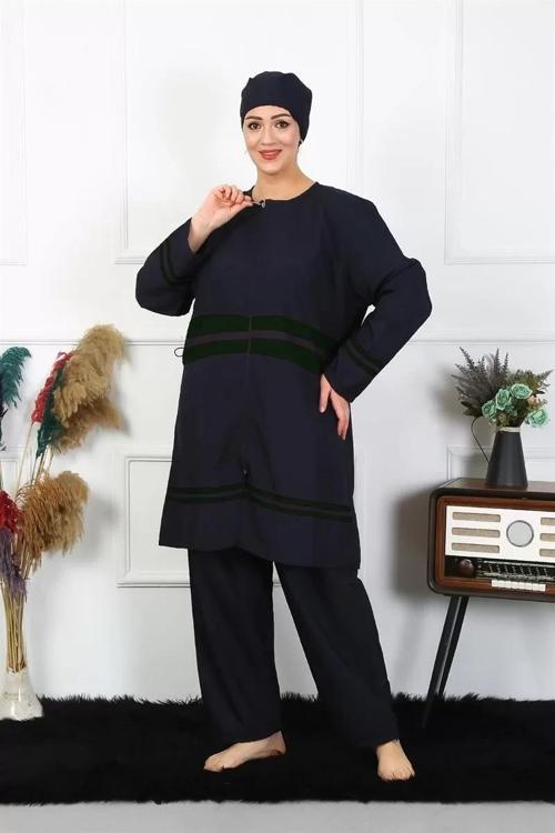 Büyük Beden Tesettür Mayo Lacivert