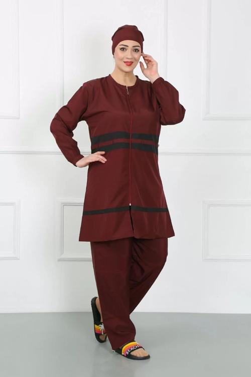 Büyük Beden Tesettür Mayo Bordo