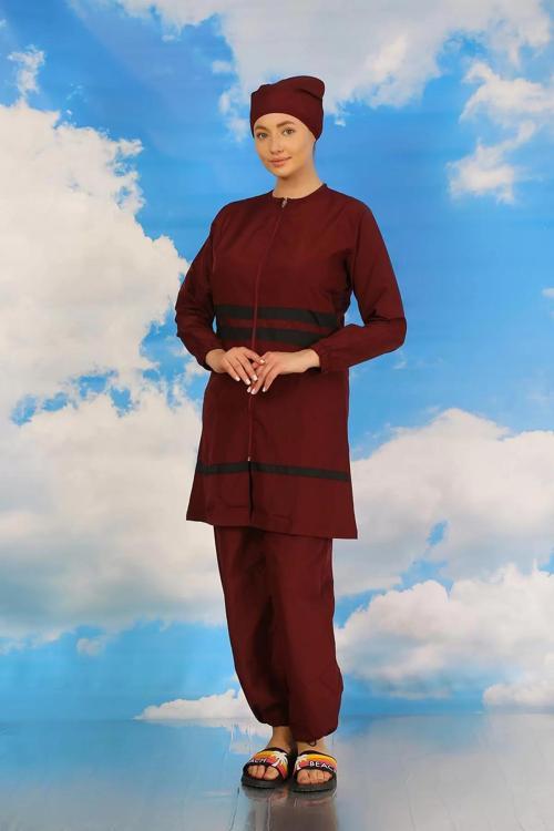 Kadın Tam Tesettür Mayo Bordo