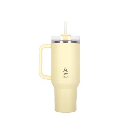 Sip Voyage Krem Paslanmaz Çelik Pipetli Termos Bardak 900ml