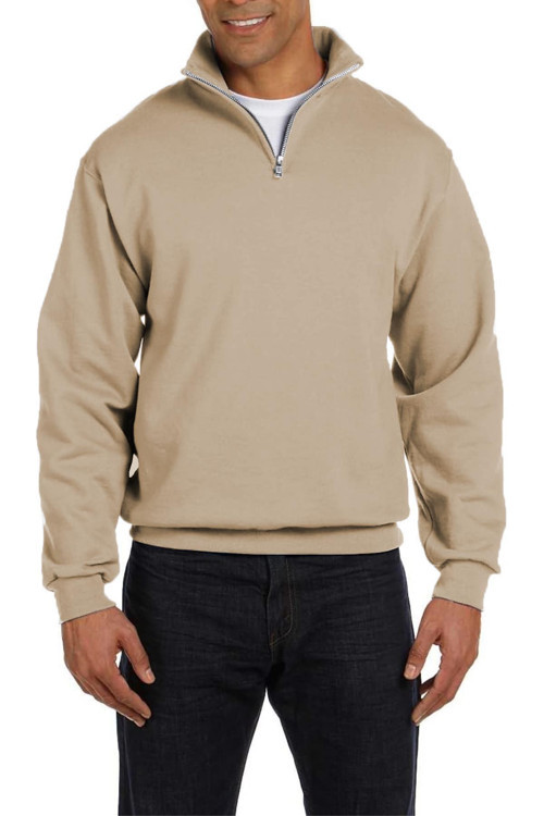 Erkek Dik Yaka Silver Yarım Fermuarlı Sweatshirt