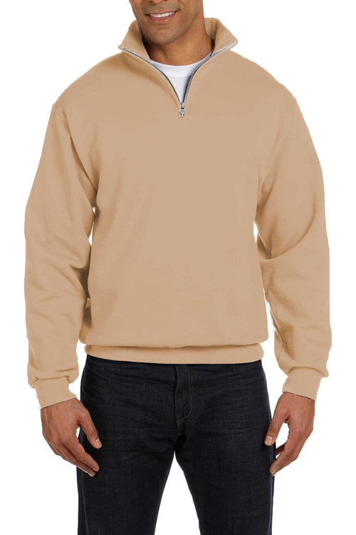 Erkek Dik Yaka Silver Yarım Fermuarlı Sweatshirt