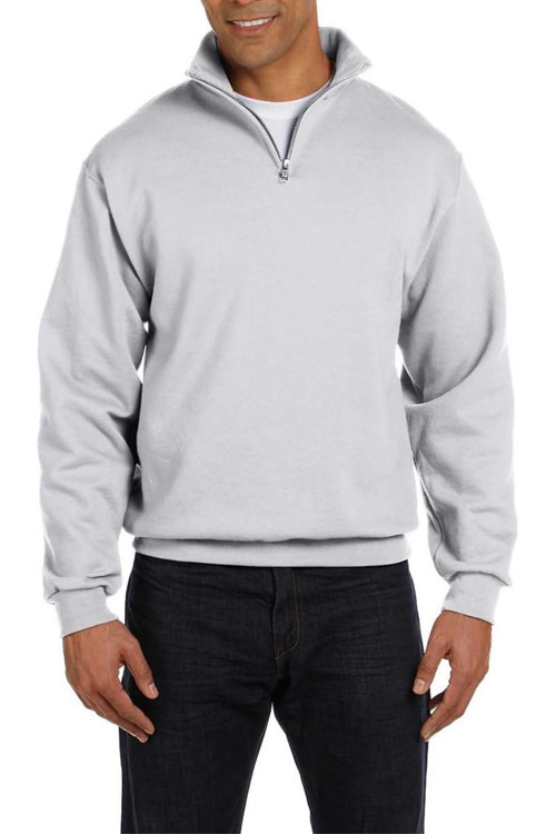 Erkek Dik Yaka Silver Yarım Fermuarlı Sweatshirt
