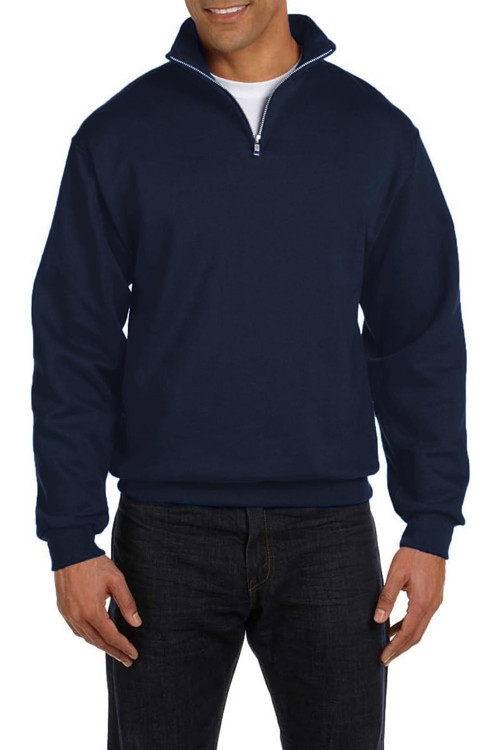 Erkek Dik Yaka Silver Yarım Fermuarlı Sweatshirt