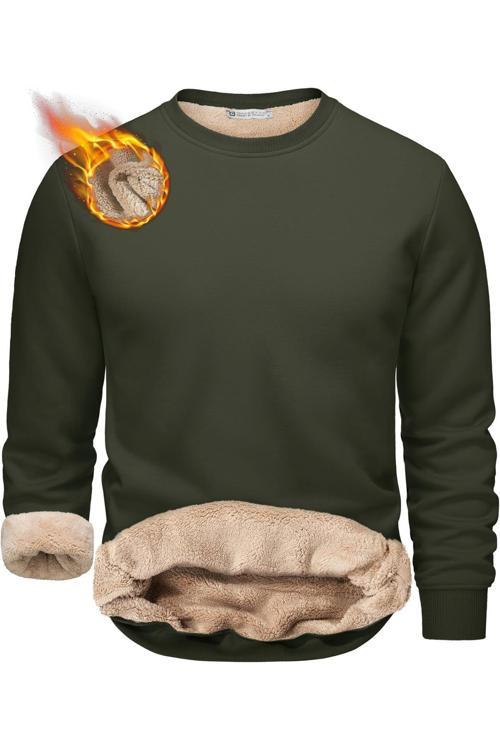 Erkek Ultra Termal Sherpa Peluş Astarlı Bisiklet Yaka Sweatshirt