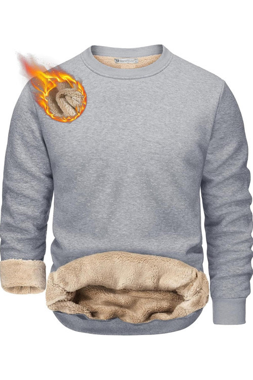 Erkek Ultra Termal Sherpa Peluş Astarlı Bisiklet Yaka Sweatshirt