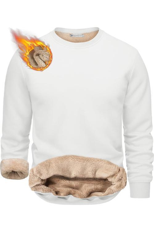 Erkek Ultra Termal Sherpa Peluş Astarlı Bisiklet Yaka Sweatshirt