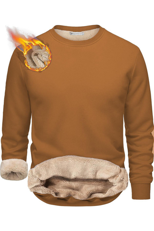 Erkek Ultra Termal Sherpa Peluş Astarlı Bisiklet Yaka Sweatshirt