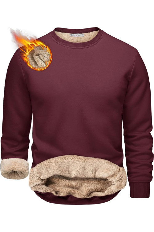 Erkek Ultra Termal Sherpa Peluş Astarlı Bisiklet Yaka Sweatshirt
