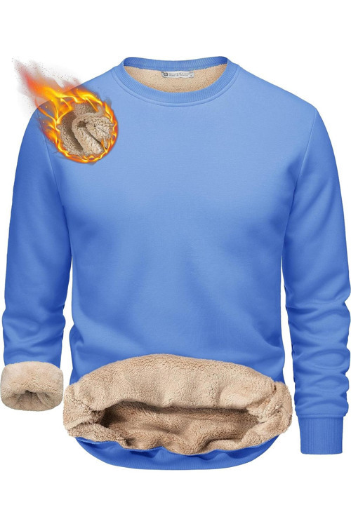 Erkek Ultra Termal Sherpa Peluş Astarlı Bisiklet Yaka Sweatshirt