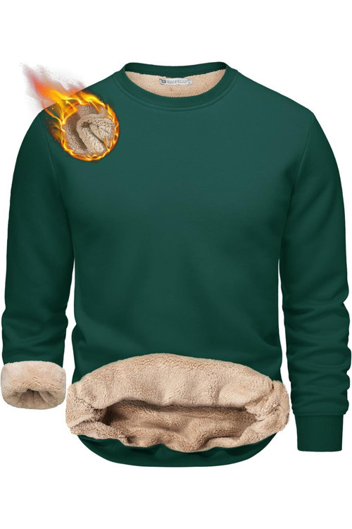 Erkek Ultra Termal Sherpa Peluş Astarlı Bisiklet Yaka Sweatshirt