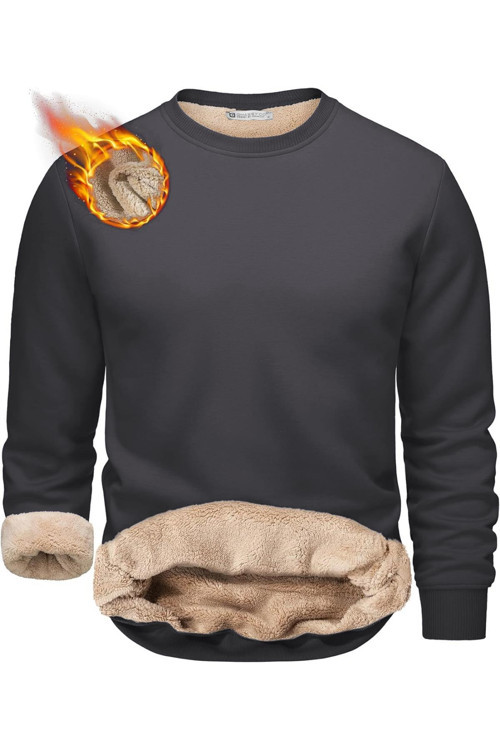 Erkek Ultra Termal Sherpa Peluş Astarlı Bisiklet Yaka Sweatshirt