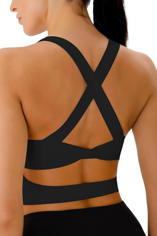 Kadın Çarpraz Sırt Detaylı Kaplı Yoga Egzersiz Fitness Spor Sütyeni CRS001