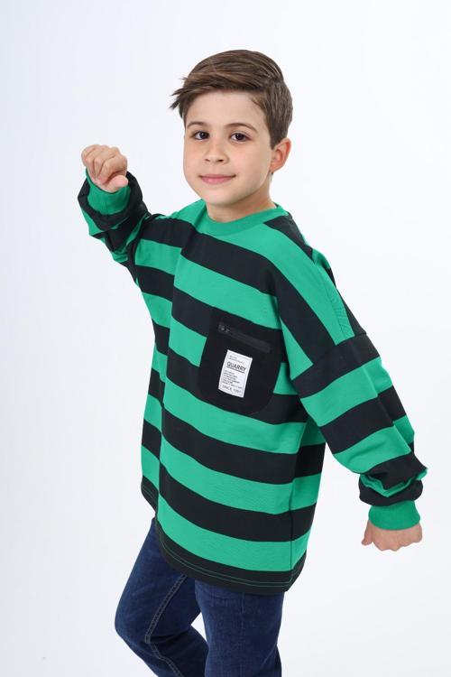 Toontoy Erkek Çocuk Çizgili Sweatshirt