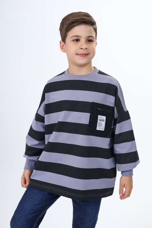 Toontoy Erkek Çocuk Çizgili Sweatshirt