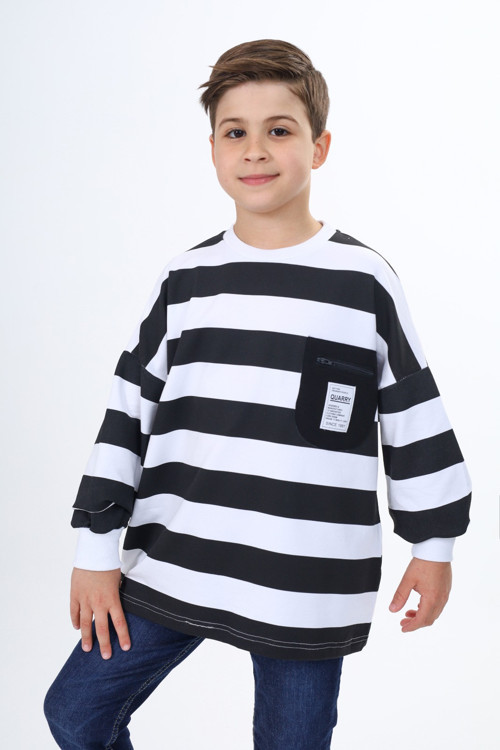 Toontoy Erkek Çocuk Çizgili Sweatshirt
