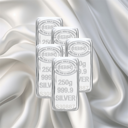 5 Adet 250 Gr İar Gümüş Külçe