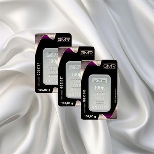 3 Adet 100 Gr Gmr Gümüş Külçe