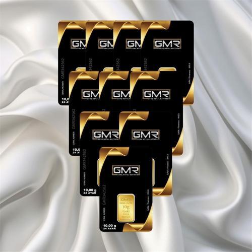 10 Adet 10 Gr 24 Ayar Gmr Gram Altın