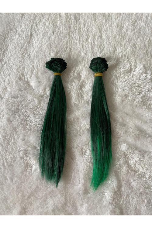 Amigurumi Sentetik Saç Oyuncak Bebek Saçı 20 Cm ( 2 Adet Fiyatı ) Yeşil