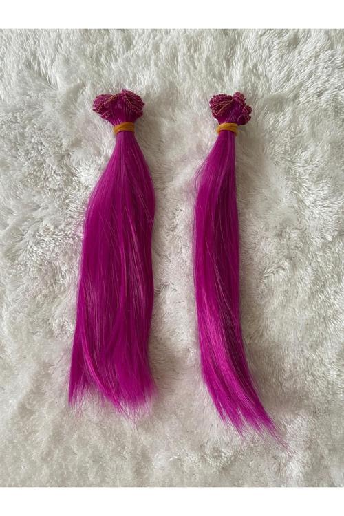 Amigurumi Sentetik Saç Oyuncak Bebek Saçı 20 Cm ( 2 Adet Fiyatı ) Mor