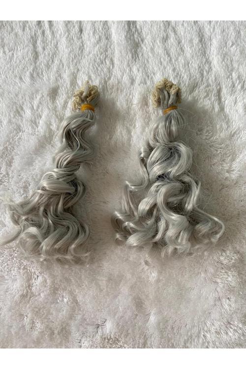 Amigurumi Sentetik Kıvırcık Saç Oyuncak Bebek Saçı 15 Cm ( 2 Adet Fiyatı ) Krem