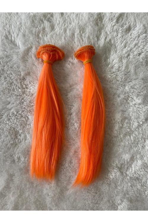 Amigurumi Sentetik Saç Oyuncak Bebek Saçı 20 Cm ( 2 Adet Fiyatı ) Turuncu