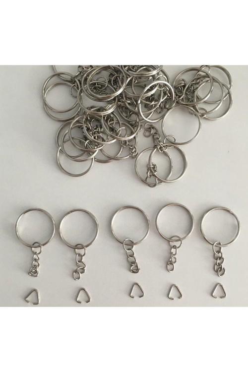 Anahtarlık Aparatı , Anahtarlık Zinciri , Anahtarlık Malzemesi Yuvarlak 25 Adet