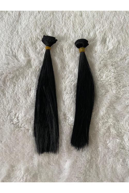 Amigurumi Sentetik Saç Oyuncak Bebek Saçı 20 Cm ( 2 Adet Fiyatı ) Siyah