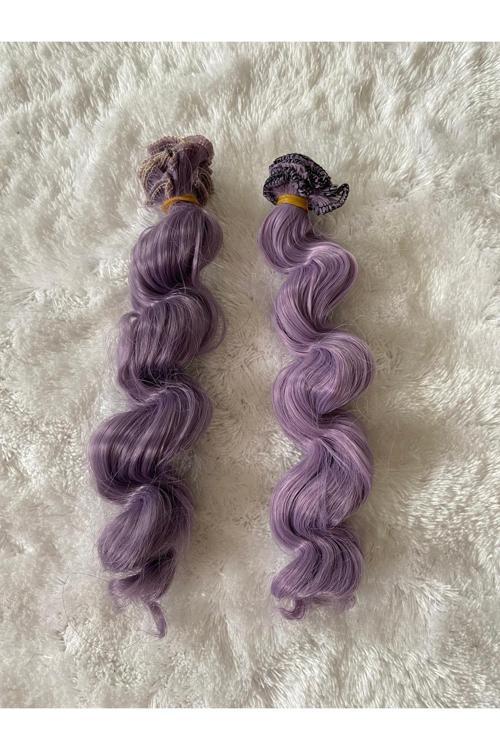 Amigurumi Sentetik Kıvırcık Saç Oyuncak Bebek Saçı 15 Cm ( 2 Adet Fiyatı ) Eflatun