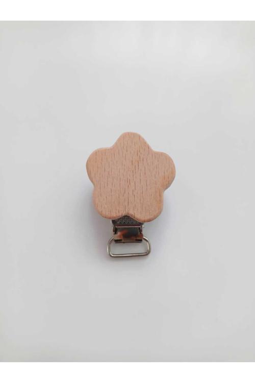 Emzik Zinciri Ahşap Klipsi ( Çiçek ) 3 Adet