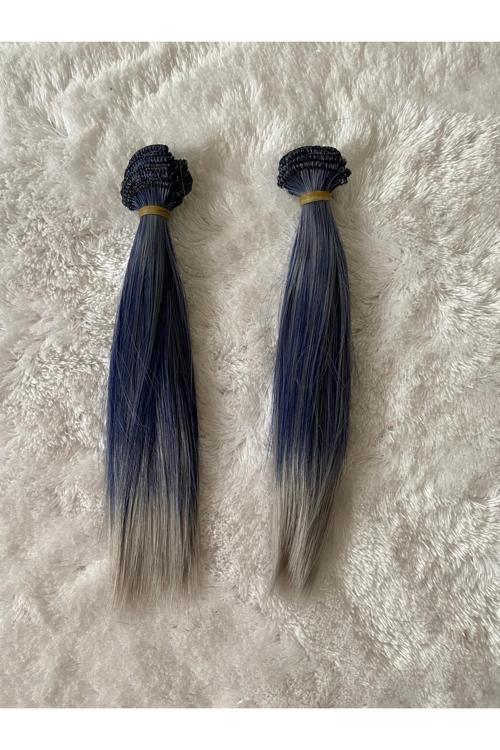 Amigurumi Sentetik Saç Oyuncak Bebek Saçı 20 Cm ( 2 Adet Fiyatı ) Gece Mavisi