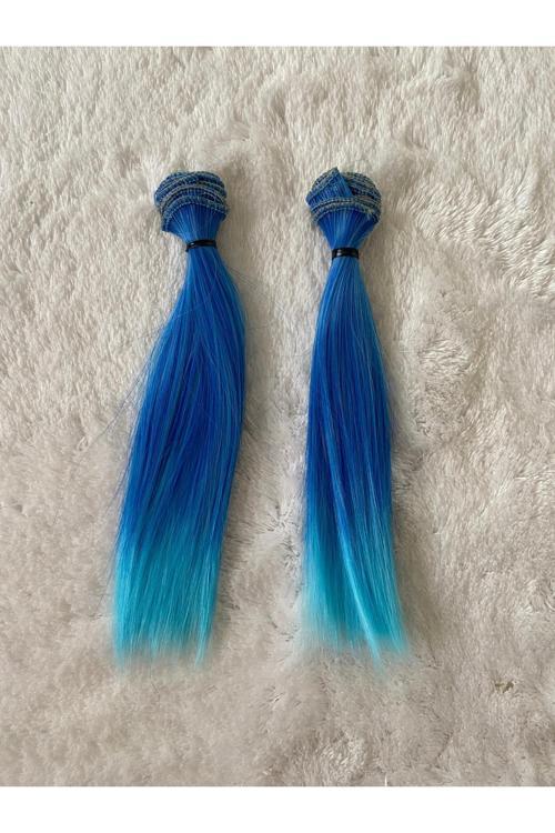 Amigurumi Sentetik Saç Oyuncak Bebek Saçı 20 Cm ( 2 Adet Fiyatı ) Koyu Mavi