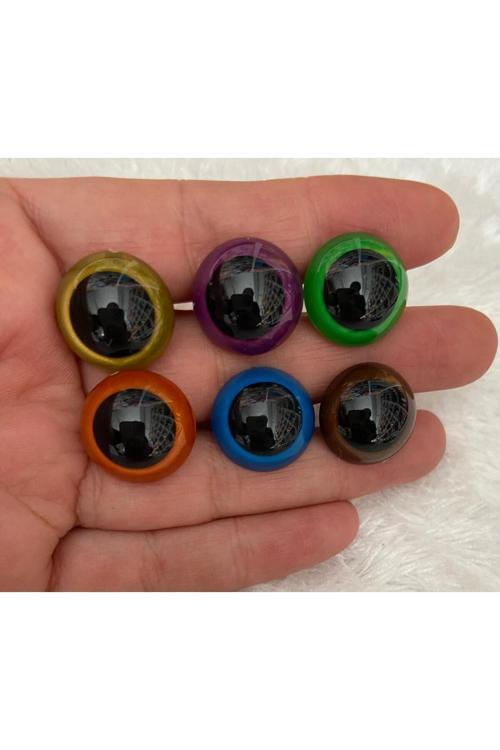 Amigurimi Vidalı İthal 18 Milim Karışık Renkli Göz ( 6 Çift )